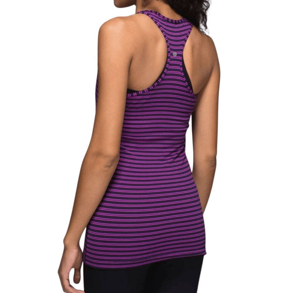 LULULEMON ATHLETICA Cool Racerback Tank In Double Trouble Stripe Ultra Violet Bl
